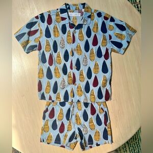 Zara kids abstract print shirt & short set, size 4-5 years